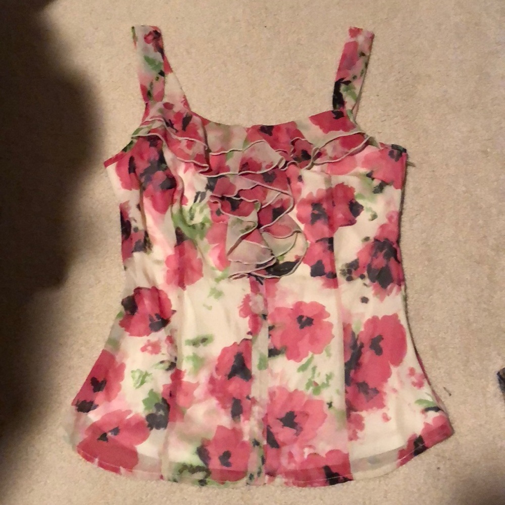 Maurices Pink Floral Ruffle Top